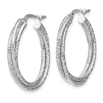 10K White Gold Polished D/C Hoop Earrings