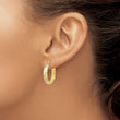 10K Rhodium Polished Textured Twisted Hoop Earrings