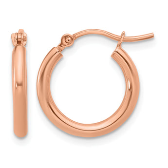 10K Rose Gold Polished Hinged Hoop Earrings - Birthstone Company