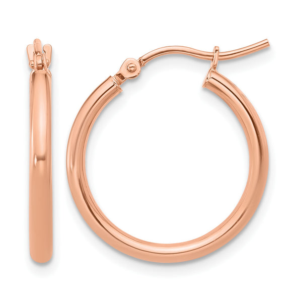 10K Rose Gold Polished Hinged Hoop Earrings - Birthstone Company
