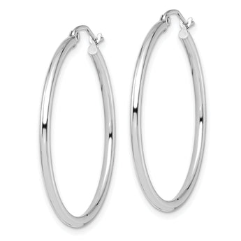 10K White Gold Polished Hinged Hoop Earrings