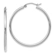10K White Gold Polished Hinged Hoop Earrings