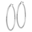 10K White Gold Polished Hinged Hoop Earrings
