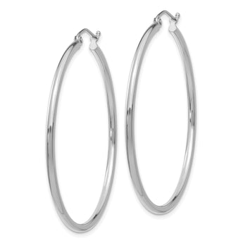 10K White Gold Polished Hinged Hoop Earrings
