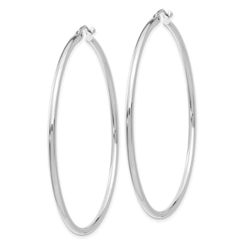 10K White Gold Polished Hinged Hoop Earrings