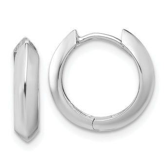 10K White Gold Polished Hinged Huggie Earrings