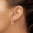 10K Polished and Grooved Oval Hoop Earrings