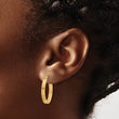 10K Polished and Grooved Oval Hoop Earrings