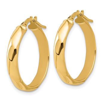10K Polished Twisted Round Hoop Earrings