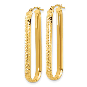 10K Polished and Diamond-cut Oval Hoop Earrings
