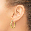 10K Polished and Diamond-cut Round Hoop Earrings