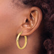 10K Polished and Diamond-cut Round Hoop Earrings