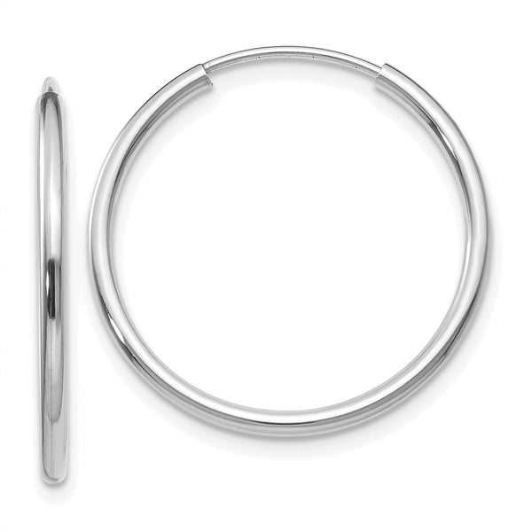 10k White Gold 1.5mm Polished Endless Hoop Earrings