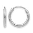 10k White Gold Polished Endless 2mm Hoop Earrings - Birthstone Company