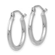 10k White Gold Polished 2x17.5mm Lightweight Tube Hoop Earrings