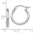 10k White Gold Polished 2x17.5mm Lightweight Tube Hoop Earrings