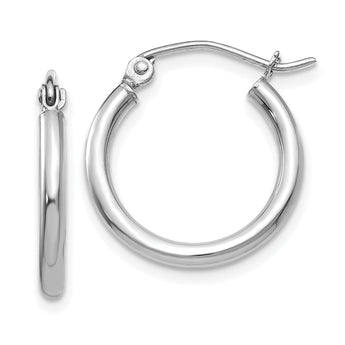 10k White Gold Polished 2x17.5mm Lightweight Tube Hoop Earrings