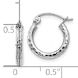 10k White Gold Diamond-cut 2mm Round Tube Hoop Earrings