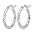 10k White Gold Diamond-cut 2mm Round Tube Hoop Earrings - Birthstone Company