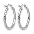 10k White Gold Diamond-cut 2mm Round Tube Hoop Earrings - Birthstone Company
