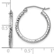10k White Gold Diamond-cut 2mm Round Tube Hoop Earrings