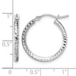 10k White Gold Diamond-cut 2mm Round Tube Hoop Earrings - Birthstone Company