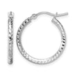 10k White Gold Diamond-cut 2mm Round Tube Hoop Earrings - Birthstone Company