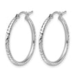 10k White Gold Diamond-cut 2mm Round Tube Hoop Earrings - Birthstone Company