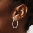 10k White Gold Diamond-cut 2mm Round Tube Hoop Earrings - Birthstone Company