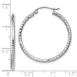10k White Gold Diamond-cut 2mm Round Tube Hoop Earrings