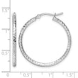 10k White Gold Diamond-cut 2mm Round Tube Hoop Earrings - Birthstone Company