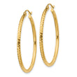 10k Diamond-cut 2mm Round Tube Hoop Earrings