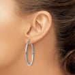 10k White Gold Diamond-cut 2mm Round Tube Hoop Earrings