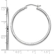 10k White Gold Diamond-cut 2mm Round Tube Hoop Earrings