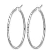 10k White Gold Diamond-cut 2mm Round Tube Hoop Earrings - Birthstone Company