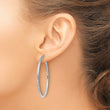 10k White Gold Diamond-cut 2mm Round Tube Hoop Earrings