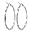 10k White Gold Diamond-cut 2mm Round Tube Hoop Earrings - Birthstone Company