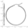 10k White Gold Diamond-cut 2mm Round Tube Hoop Earrings - Birthstone Company