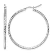 10k White Gold Diamond-cut 2mm Round Tube Hoop Earrings - Birthstone Company