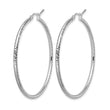 10k White Gold Diamond-cut 2mm Round Tube Hoop Earrings - Birthstone Company