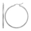 10k White Gold Diamond-cut 2mm Round Tube Hoop Earrings - Birthstone Company