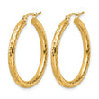 10k Diamond-cut 3mm Round Hoop Earrings - Birthstone Company