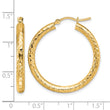 10k Diamond-cut 3mm Round Hoop Earrings - Birthstone Company
