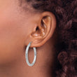 10k White Gold Diamond-cut 3mm Round Hoop Earrings