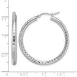 10k White Gold Diamond-cut 3mm Round Hoop Earrings - Birthstone Company