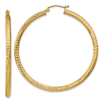 10k Diamond-cut 3mm Round Hoop Earrings