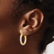10K with Rhodium Diamond Cut 3mm Hoop Earrings