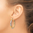 10K with Rhodium Diamond Cut 3mm Hoop Earrings