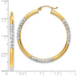 10K with Rhodium Diamond Cut 3mm Hoop Earrings