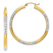 10K with Rhodium Diamond Cut 3mm Hoop Earrings